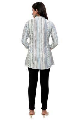 Muslin rayon cotton print with foil short kurtis top 5