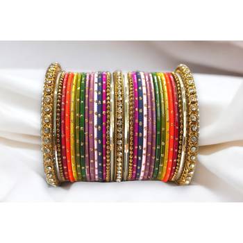 Multicoloured traditional style bangle set for two hands by leshya 1