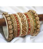 Traditional red-green style bangle set for two hands by leshya