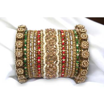 Traditional red-green style bangle set for two hands by leshya 2