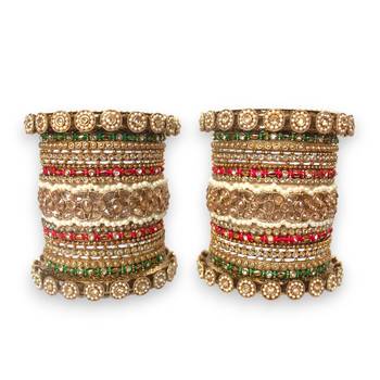 Traditional red-green style bangle set for two hands by leshya 3