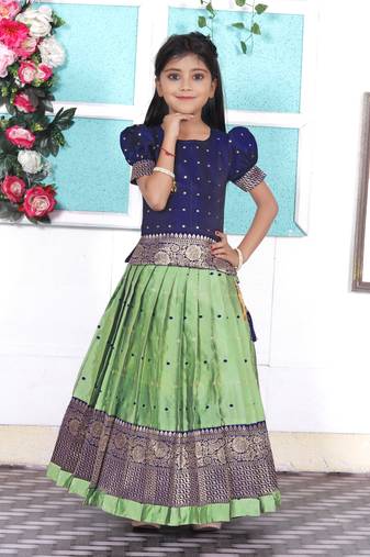 Kids Pista Lehenga choli for girls dress