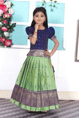 Kids Pista Lehenga choli for girls dress 1