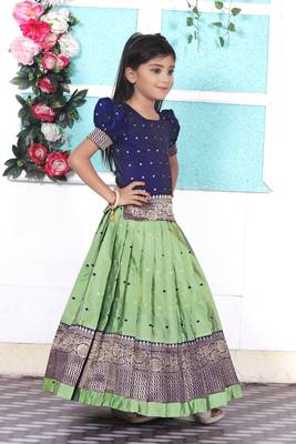 Kids Pista Lehenga choli for girls dress 2