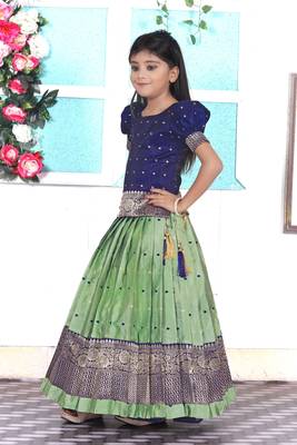 Kids Pista Lehenga choli for girls dress 3