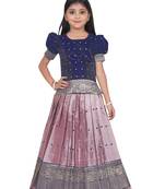 Lavender Silk South Indian Traditional Lehenga Choli For Girls