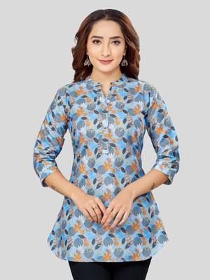  cotton blend printed short kurti 1