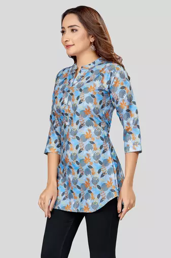  cotton blend printed short kurti