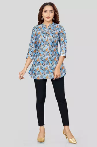  cotton blend printed short kurti