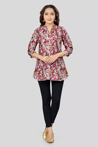  cotton blend printed short kurti