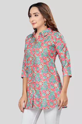  cotton blend printed short kurti