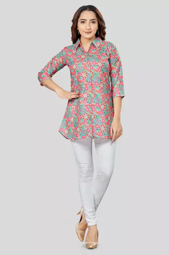  cotton blend printed short kurti