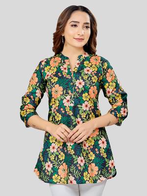  cotton blend printed short kurti 1