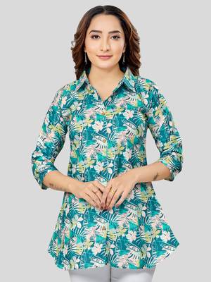  cotton blend printed short kurti 1