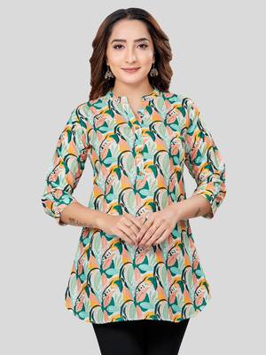  cotton blend printed short kurti 1