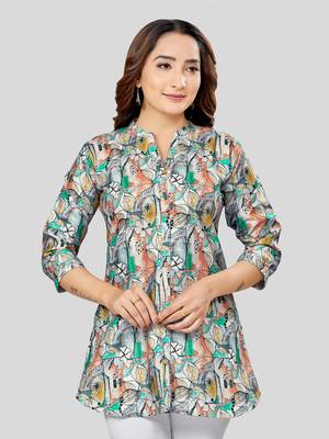  cotton blend printed short kurti 1