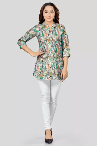  cotton blend printed short kurti