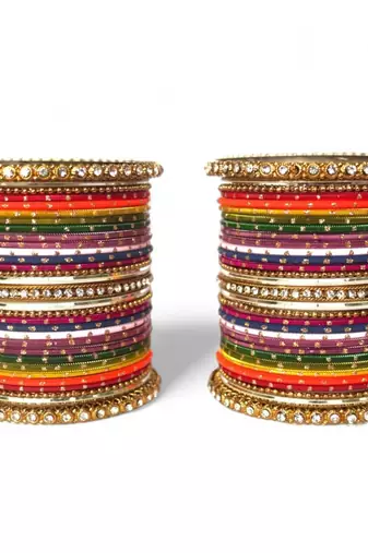 Multicoloured traditional style bangle set for two hands by leshya