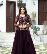 Purple Georgette Lehenga Choli Semi-stitched
