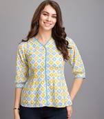  light blue pure cotton blend abstract bored schiffli embroidered shirt style top