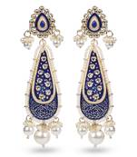 Blue and gold chandbali earrings