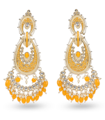 Yellow bead and pearl earrings