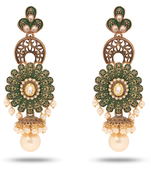 Green and gold meenakari jhumki earrings