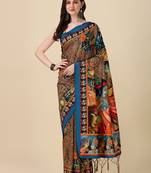 Digital Print Assami Silk Blend Saree With Jequared Unstitched Blouse And Beautiful Multicoloured Thred Work At Pallu