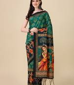 Digital Print Assami Silk Blend Saree With Jequared Unstitched Blouse And Beautiful Multicoloured Thred Work At Pallu