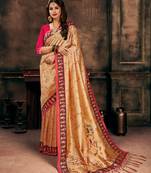 Digital Print Assami Silk Blend Saree With Print Unstitched Blouse And Beautiful Multicoloured Thred Work At Pallu