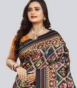 Digital print assami silk saree with jequared unstitched blouse and beautiful multicoloured thred work at pallu
