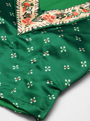 Bandhni Patola Type Digital Print Shiney Satin Croptop Lehenga Choli With Unstitched Blouse For Women and Girls 5
