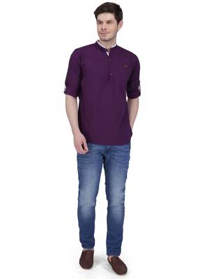 men's linen cotton casual short kurta 4
