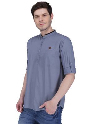 men's linen cotton casual short kurta 3