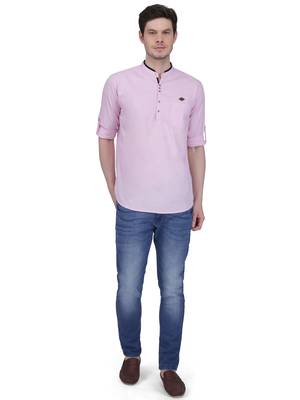 men's linen cotton casual short kurta 4