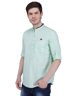 men's linen cotton casual short kurta 3