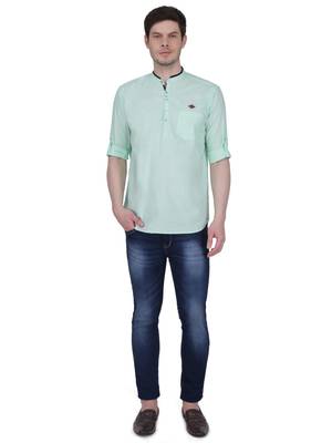 men's linen cotton casual short kurta 4