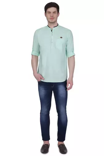 men's linen cotton casual short kurta