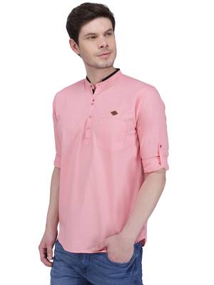 men's linen cotton casual short kurta 3