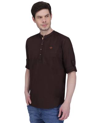 men's linen cotton casual short kurta 3