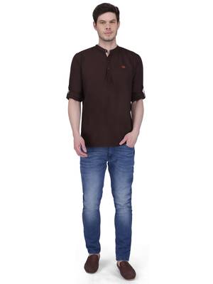 men's linen cotton casual short kurta 4