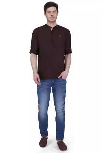 men's linen cotton casual short kurta