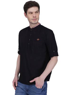 men's linen cotton casual short kurta 3