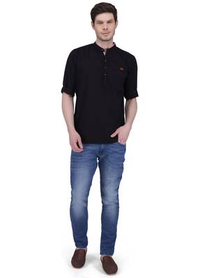 men's linen cotton casual short kurta 4