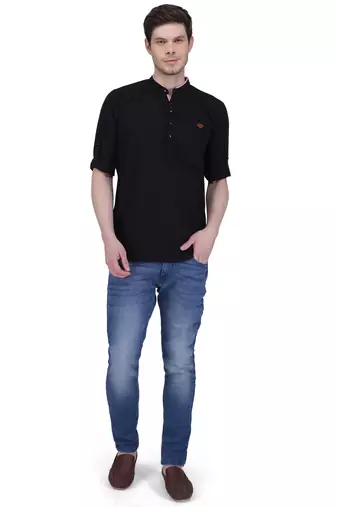 men's linen cotton casual short kurta