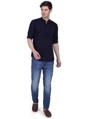 men's linen cotton casual short kurta 4