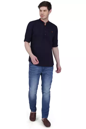 men's linen cotton casual short kurta