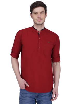 men's linen cotton casual short kurta 1