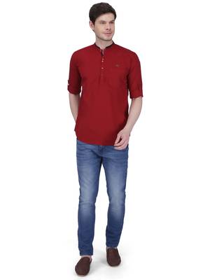 men's linen cotton casual short kurta 4