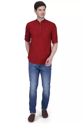 men's linen cotton casual short kurta